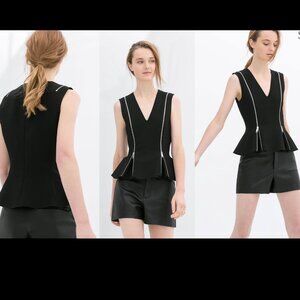 "Carmen Marc Valvo"  black top with zippers